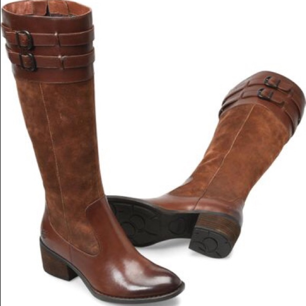 Born Knee-High “Tay” Boots- leather/suede combo